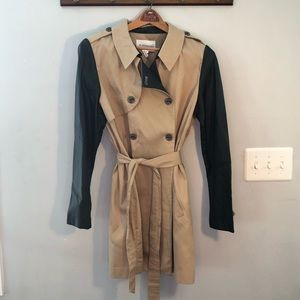 BCBGeneration Faux Leather Trench Coat Sz M